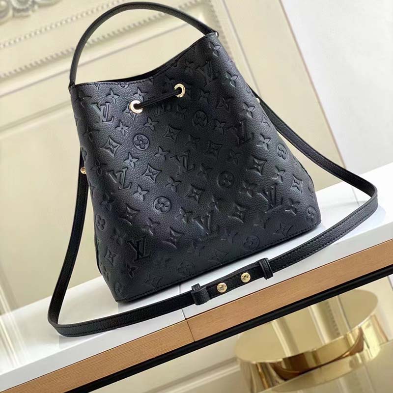 Louis Vuitton LV Women NéoNoé MM Bucket Black Embossed Monogram Empreinte Grained Cowhide