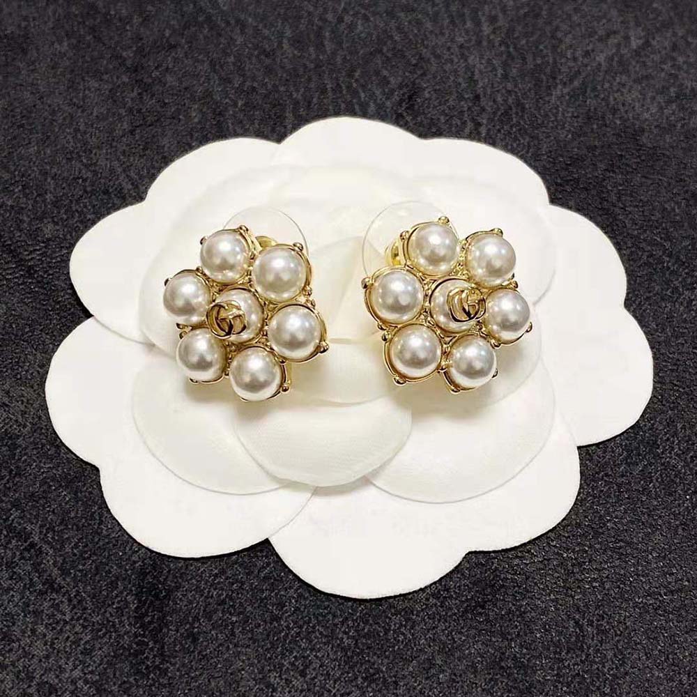 Gucci Women Pearl Double G Earrings