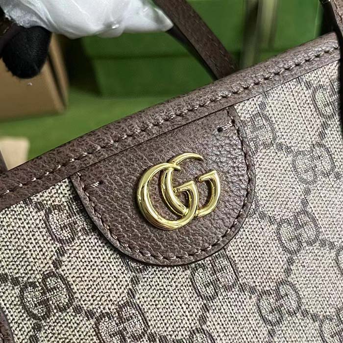 Gucci Unisex Ophidia Large Tote Bag Beige Ebony GG Supreme Canvas