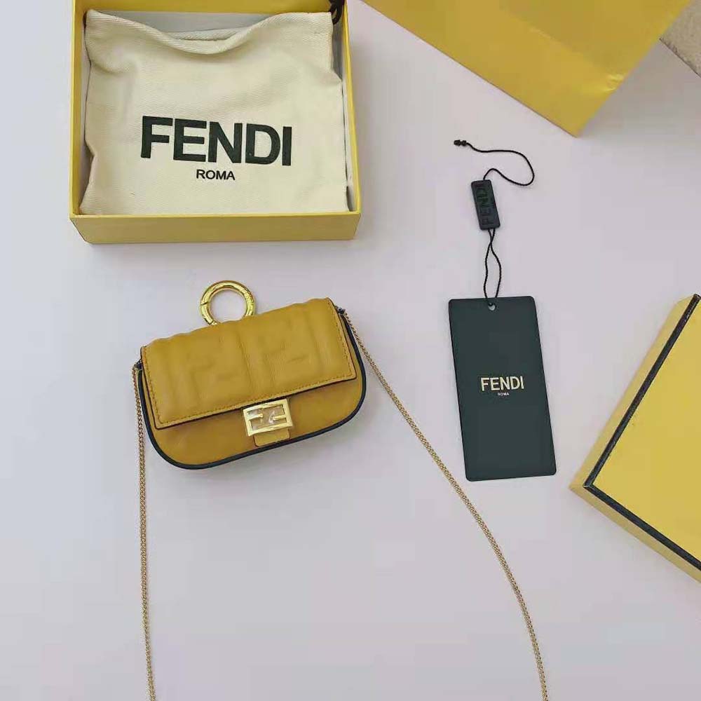 Fendi Women Nano Baguette Charm Yellow Nappa Leather Charm