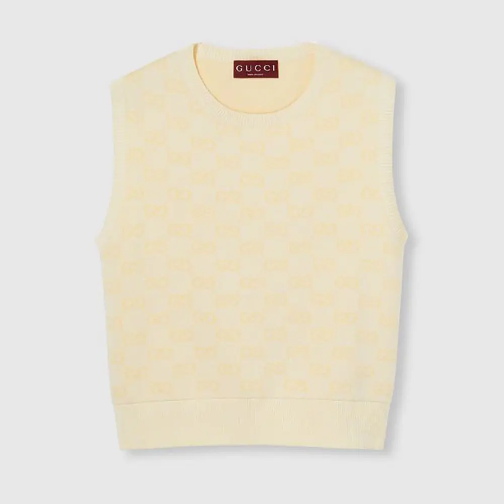 Gucci Women Fine GG Cotton Sleeveless Top-Yellow 821143XKEPI