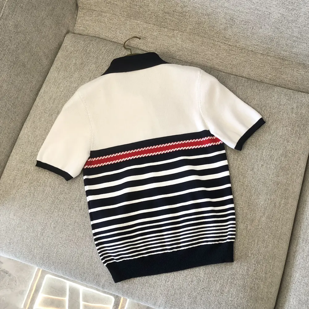 Gucci Women Cotton Stitch Polo Top with Intarsia ‎835916XKEVH