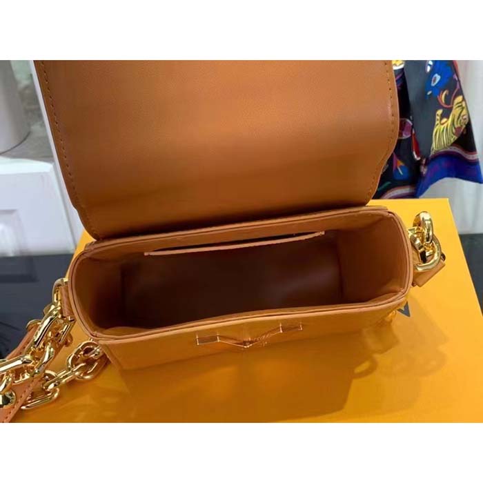 Louis Vuitton Women Twist Lock XL Gold Brown Epi Cowhide Leather Microfiber