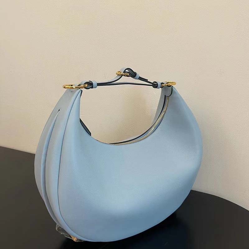 Fendi Women FF Fendigraphy Small Light Blue Leather Bag