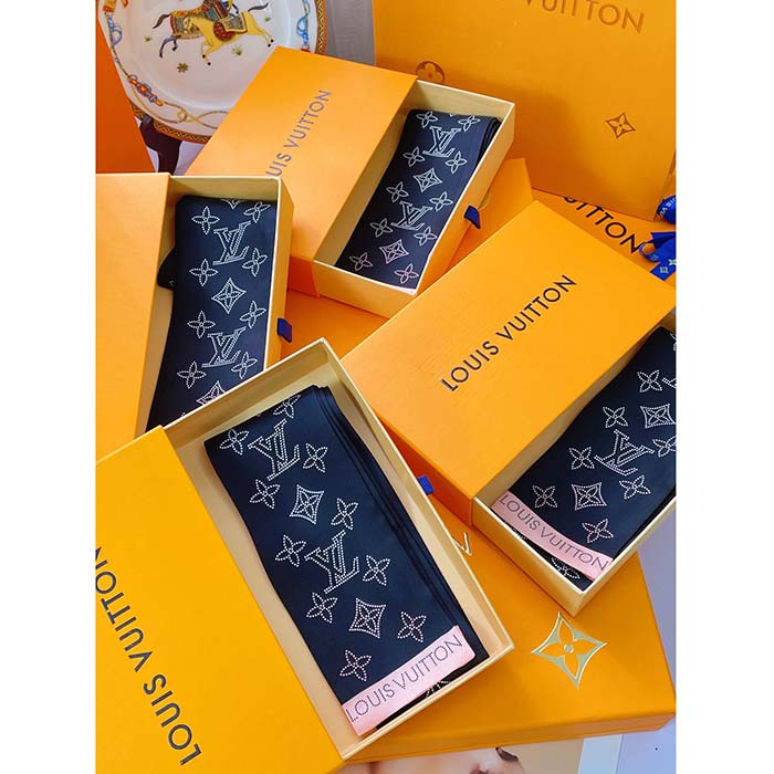 Louis Vuitton Women LV Mahina Flight Mode Classic Bandeau Black Silk Inkjet Monogram