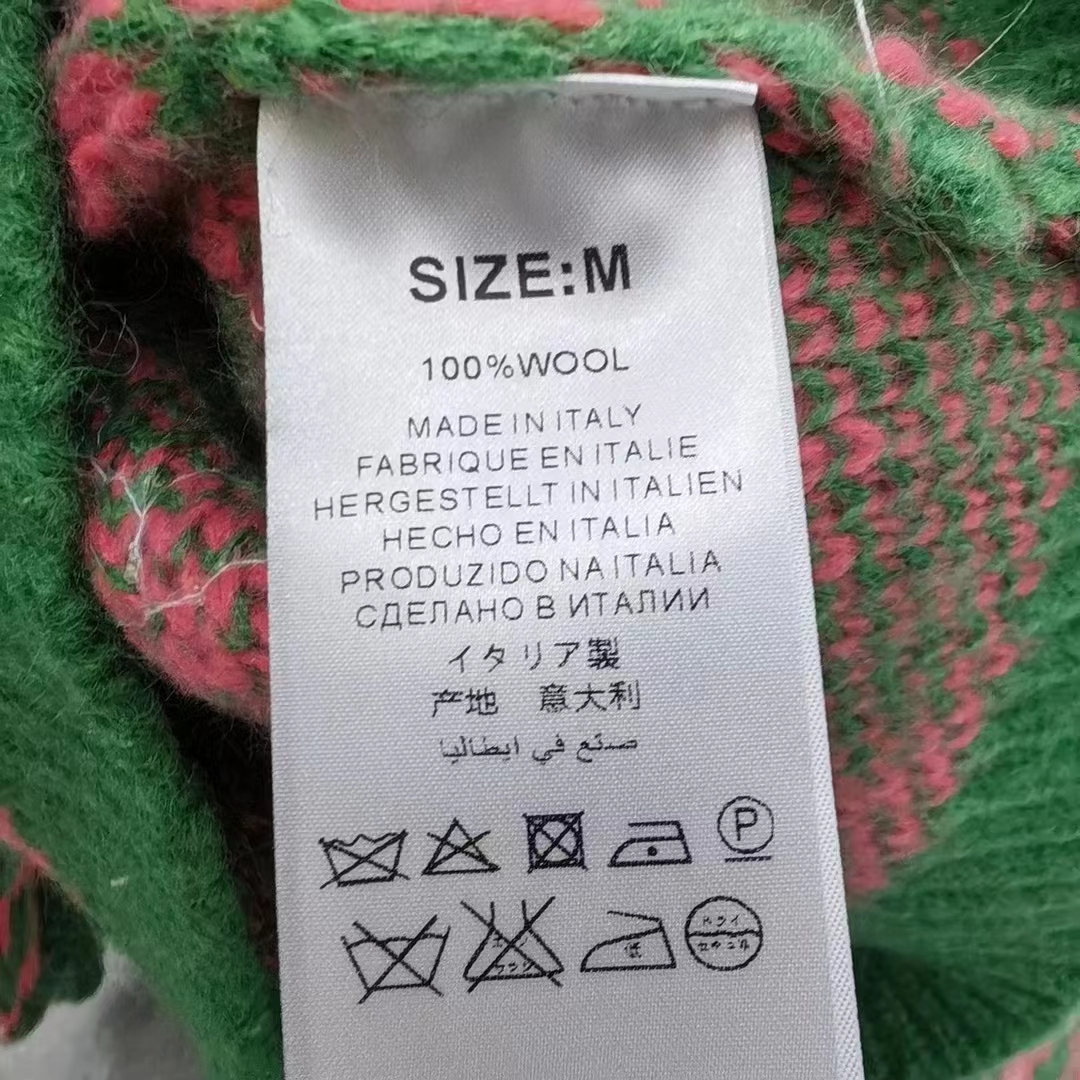 Gucci Women GG Chevron Wool Sequin Sweater Crewneck Mohair Polyamide Puffed Sleeves