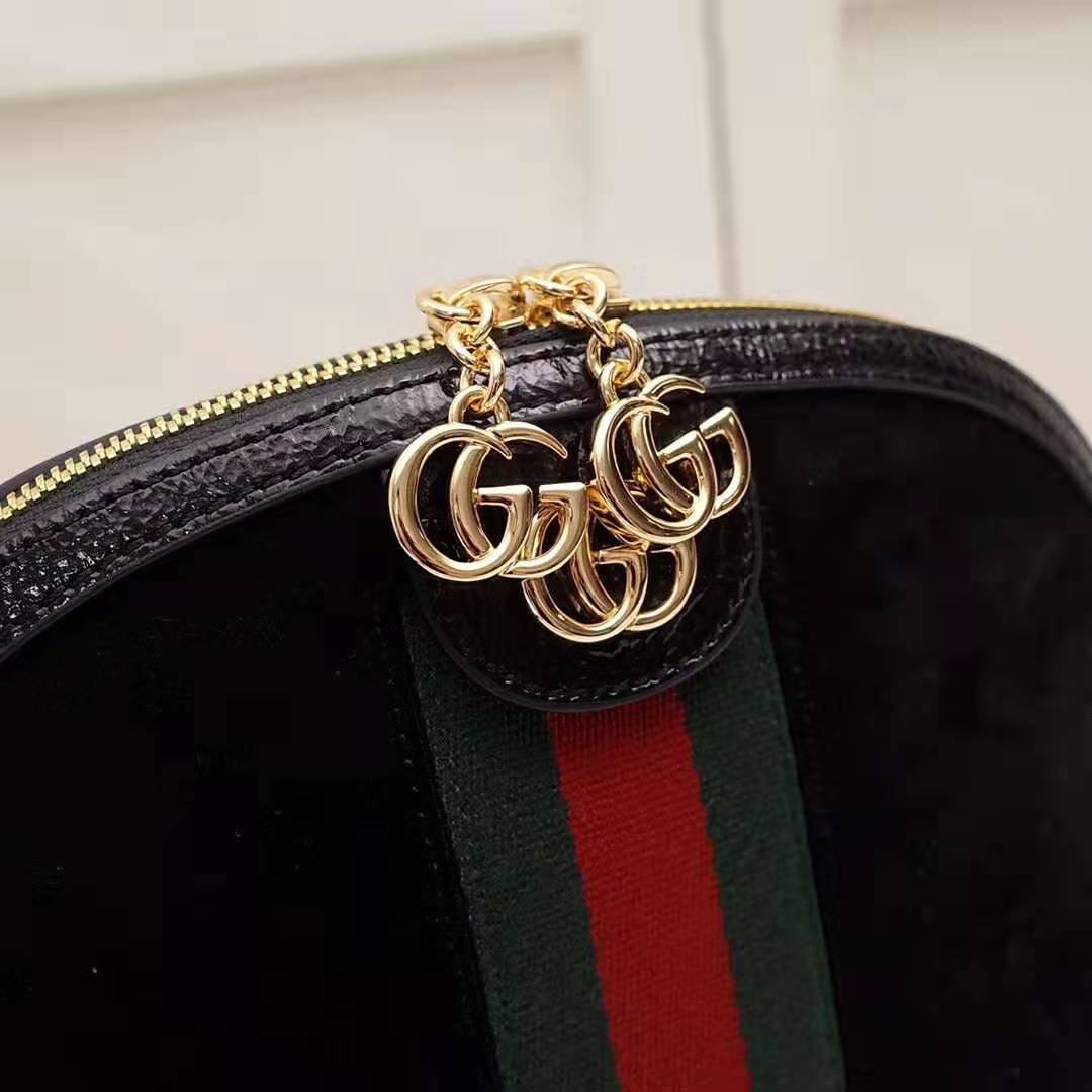 Gucci GG Women Ophidia Small Shoulder Bag in Black Suede Leather