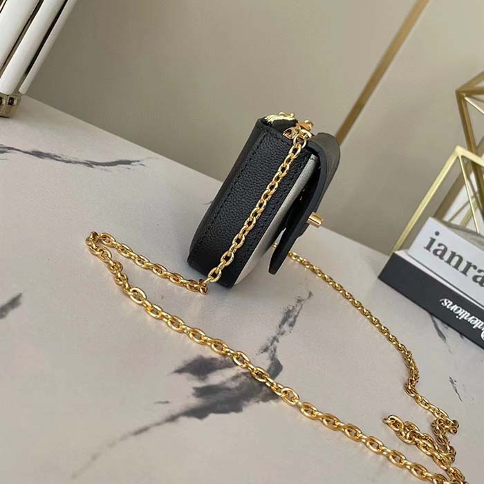 Louis Vuitton LV Women Lockme Tender Pochette Black Cream Grained Calf Leather