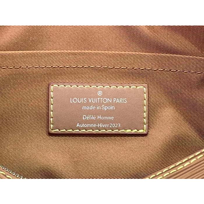 Louis Vuitton LV Unisex Soft Polochon MM Cognac Calf Leather Textile Lining