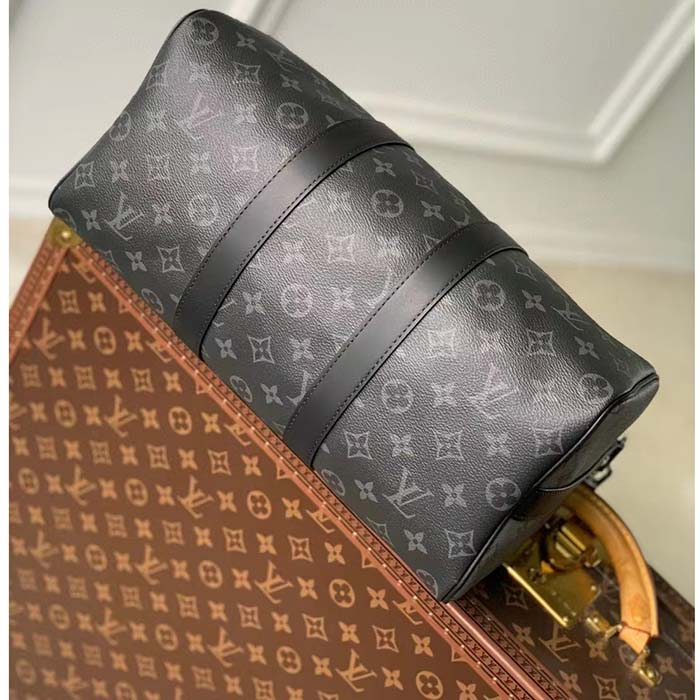 Louis Vuitton LV Unisex Keepall Bandoulière 35 Monogram Eclipse Coated Canvas Cowhide Leather