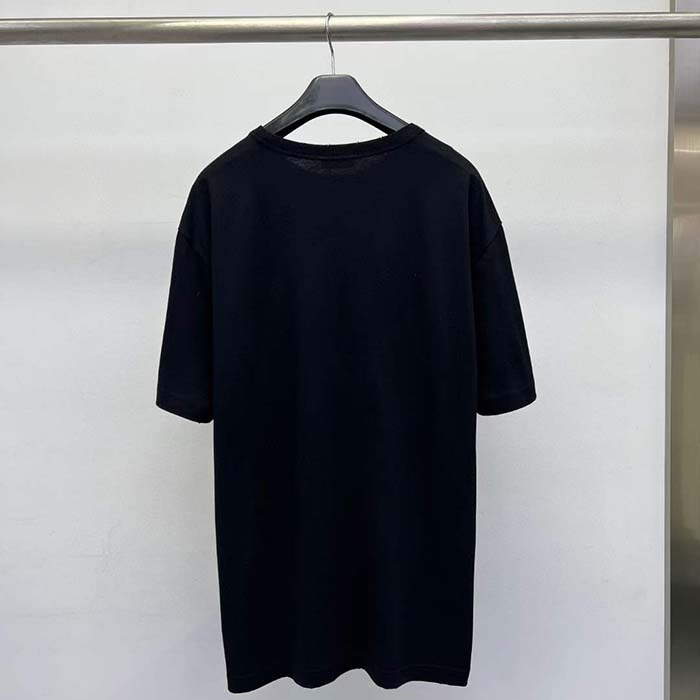 Dior CD Women Relaxed-Fit Bobby T-Shirt Black Slub Cotton Jersey