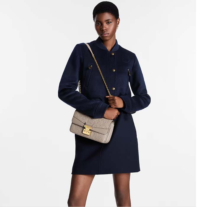 Louis Vuitton LV Women Marceau Dove Gray Embossed Grained Cowhide Leather