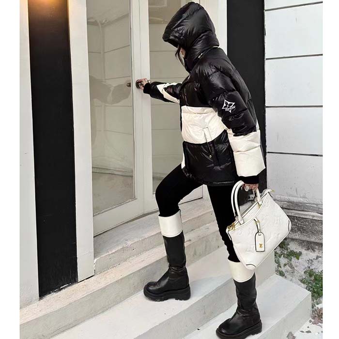 Louis Vuitton Women LV SKI Abstract Monogram Flower Puffer Jacket Black White