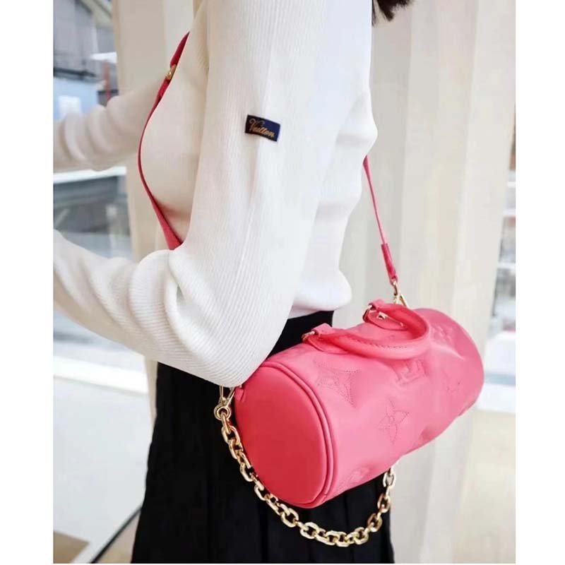 Louis Vuitton LV Women Papillon BB Handbag Pink Quilted Embroidered Smooth Calf