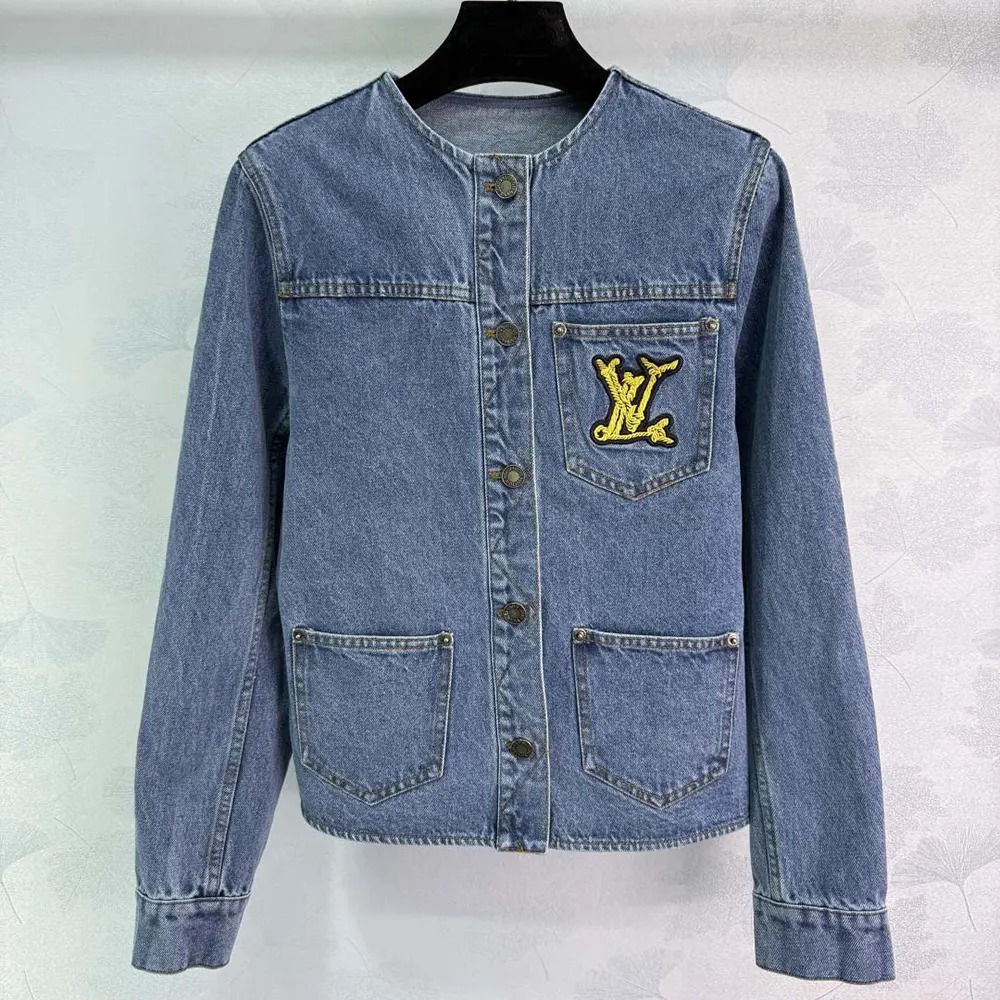 Louis Vuitton Women Denim Fitted Jacket-Blue 1AHHS5