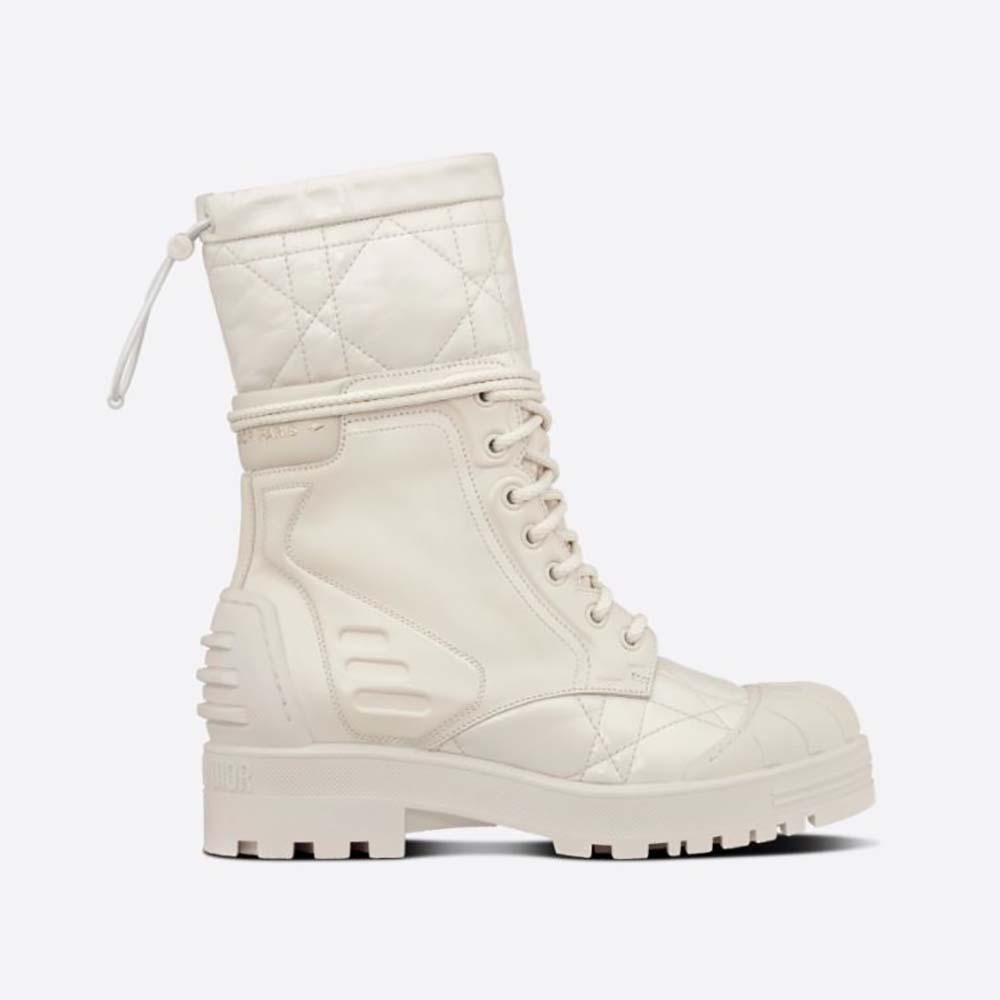 Dior Women Dioriron Ankle Boot White Quilted Cannage Calfskin