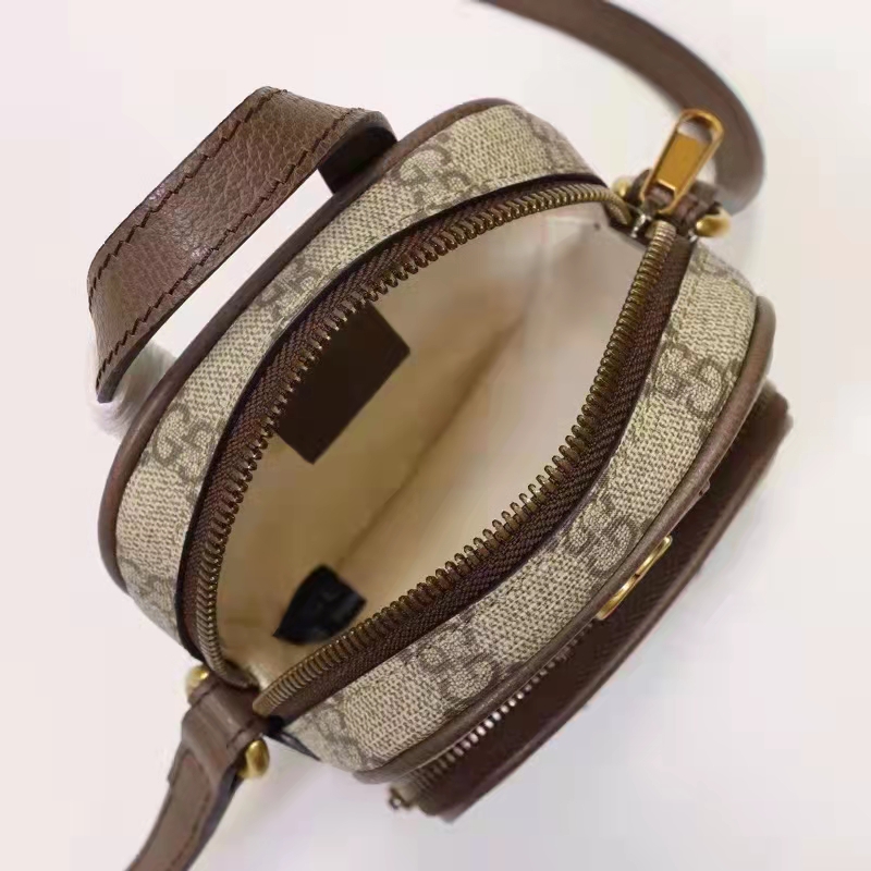 Gucci Unisex Ophidia Mini Bag Beige Ebony GG Supreme Canvas Double G