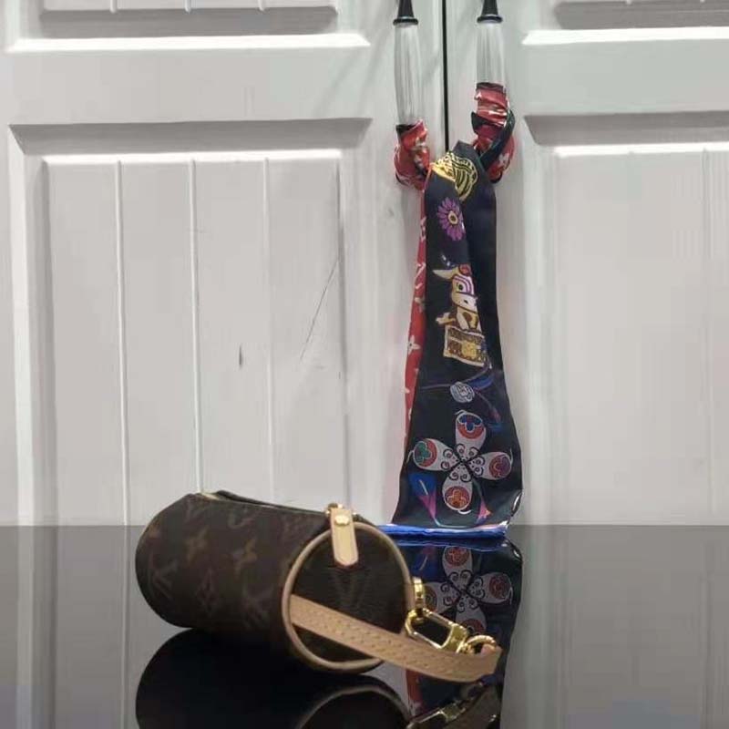 Louis Vuitton LV Unisex Micro Papillon Bag Brown Charm Monogram Canvas Natural Cowhide