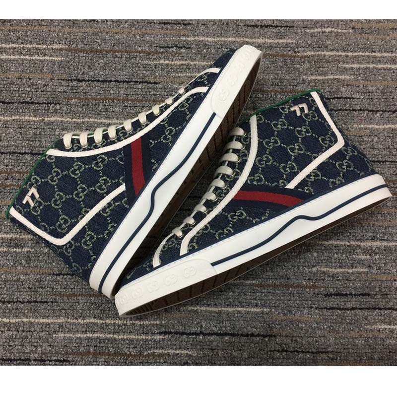 Gucci Unisex Gucci Tennis 1977 Sneaker Navy Rubber Sole Flat 2 Cm Heel