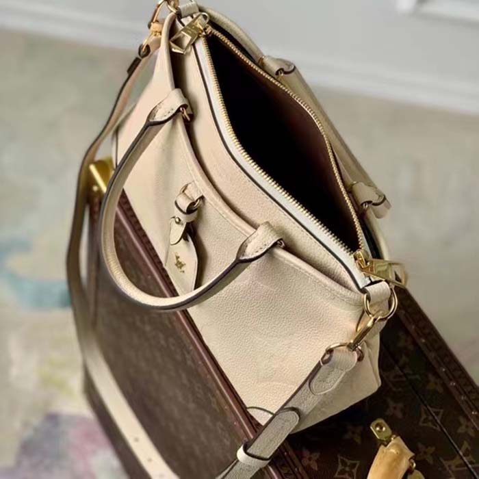 Louis Vuitton LV Women Trianon PM Bag Cream Embossed Grained Cowhide Leather