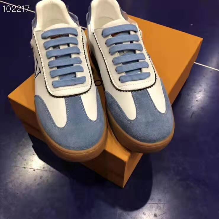 Louis Vuitton LV Women LV Frontrow Sneaker in Calf Leather and Suede Calf Leather-Blue
