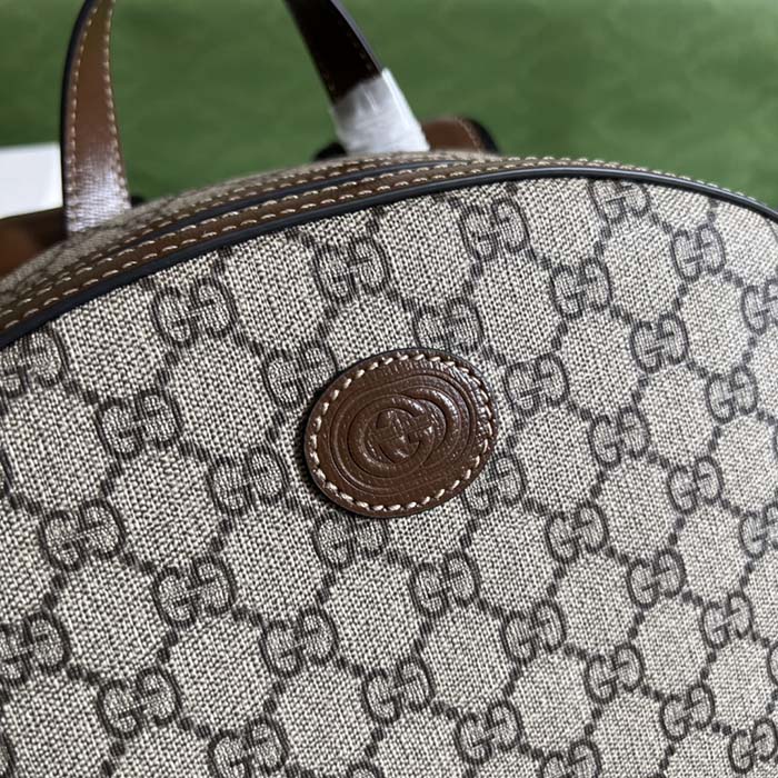 Gucci Unisex Backpack Interlocking G Beige Ebony GG Supreme Canvas