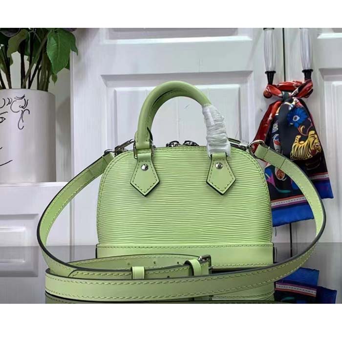 Louis Vuitton LV Women Nano Alma Handbag Vert Noto Green Epi Grained Cowhide Leather