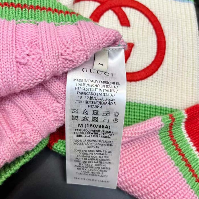 Gucci Men GG Adidas x Gucci Wool Cardigan Pink Blue Cable Stitch V-Neck