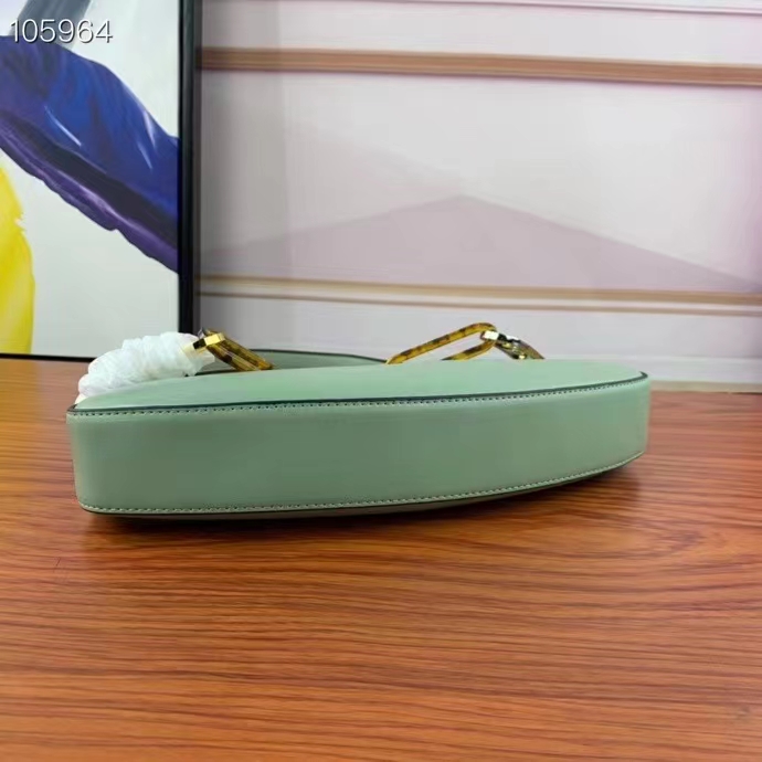 Fendi Women FF O’Lock Swing Mint Green Leather Pouch