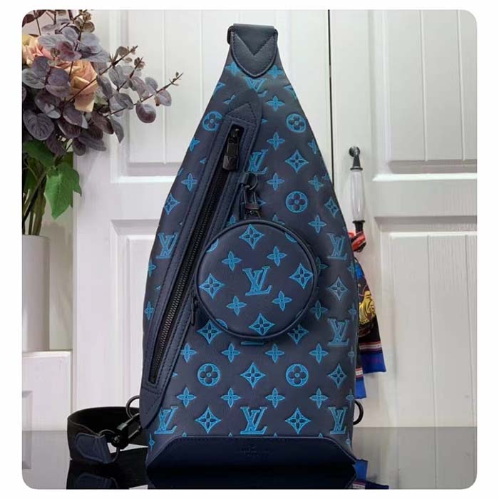 Louis Vuitton LV Unisex Duo Slingbag Navy River Blue Calf Leather