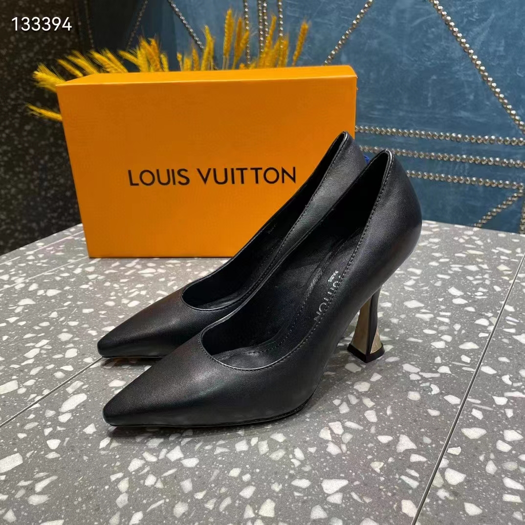 Louis Vuitton LV Women Sparkle Pump Black Lamb Leather Outsole 9.5 Cm Heel