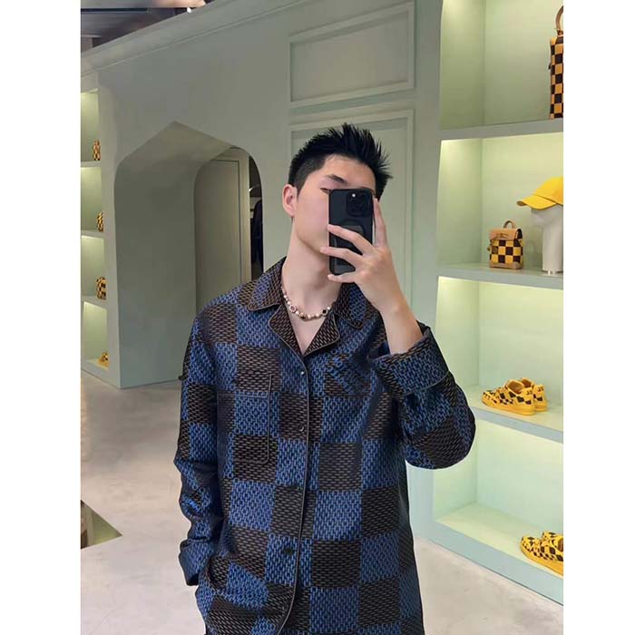 Louis Vuitton Men LV Long-Sleeved Damier Silk Pyjama Shirt Pyjama Fit 1AFJD0