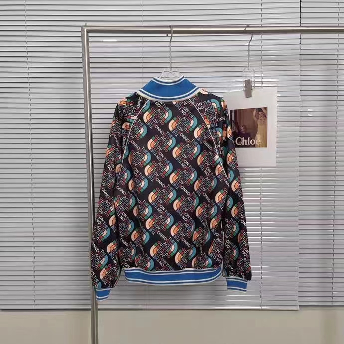 Gucci Men GG The North Face x Gucci Zip Jacket Logo Print Black Technical Jersey