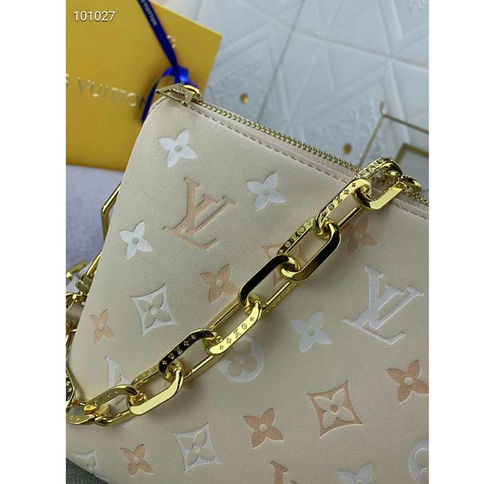 Louis Vuitton LV Women Coussin PM Handbag Crème Beige Lambskin Cowhide Leather