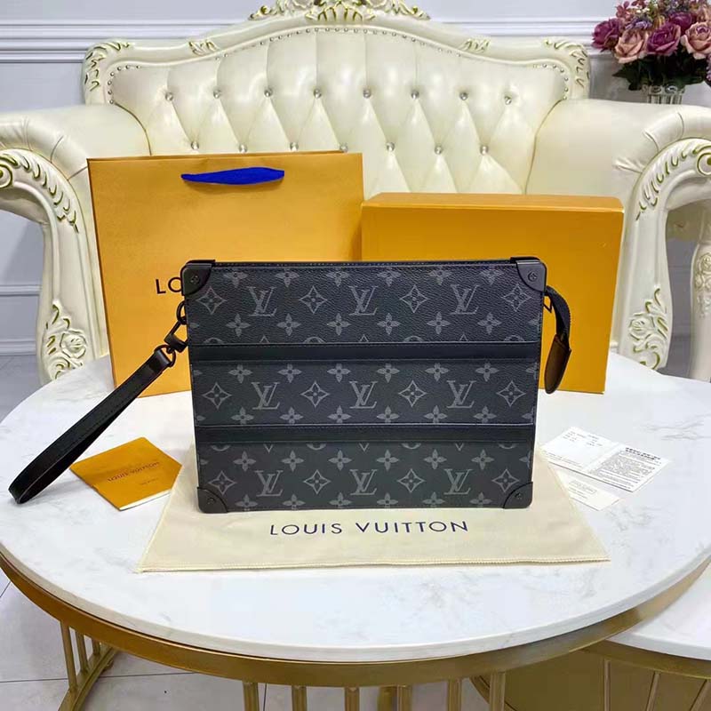 Louis Vuitton LV Unisex Trunk Pouch Black Monogram Eclipse Canvas Leather