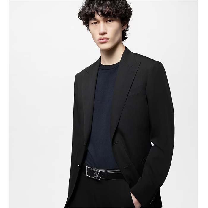 Louis Vuitton Unisex LV Skyline 35 MM Belt Black Napa Leather Silver-Colour Finish Hardware