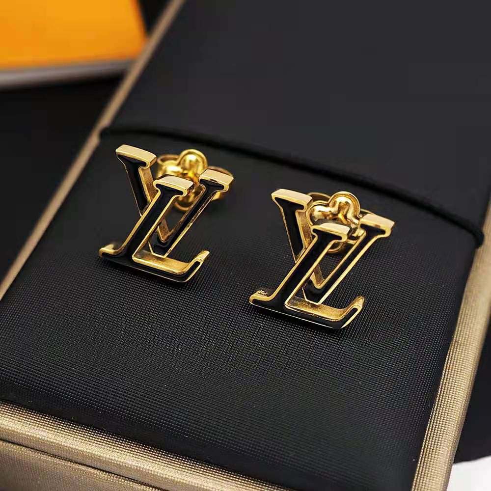 Louis Vuitton Women LV Iconic Enamel Earrings-Black