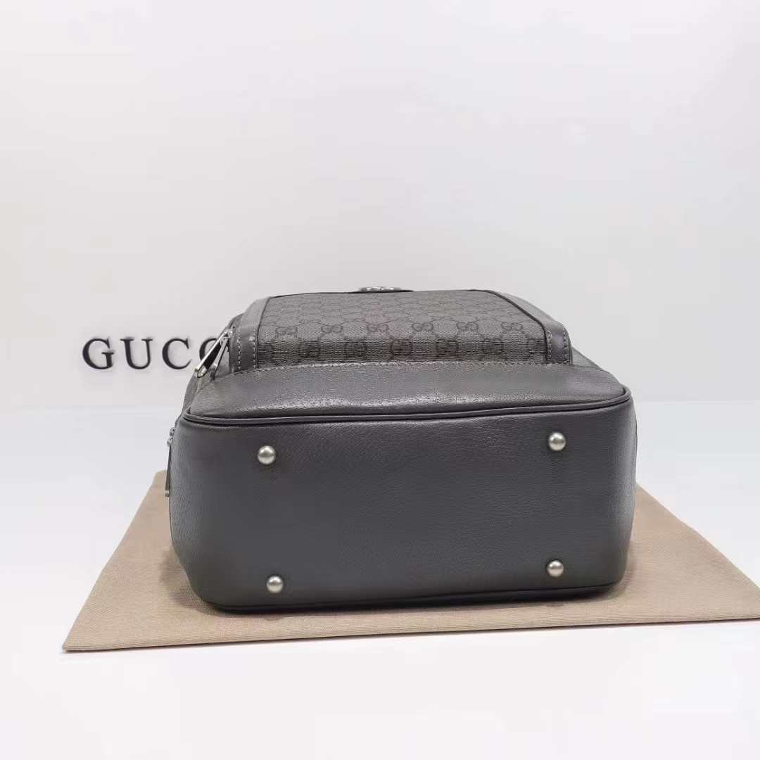 Gucci Unisex Ophidia GG Medium Backpack Grey Black GG Supreme Canvas Double G