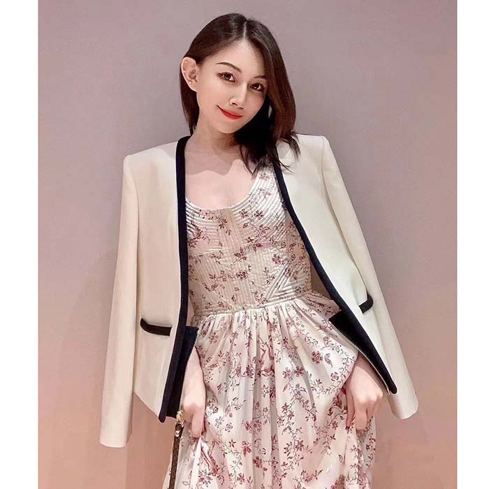 Louis Vuitton Women LV Wetsuit Pull Mikado Jacket Wool Silk White Regular Fit