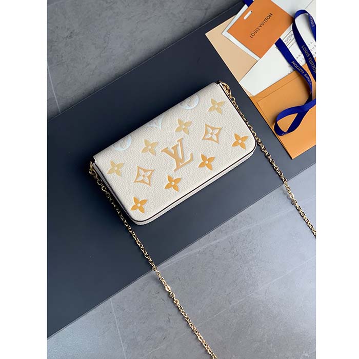Louis Vuitton LV Women Félicie Pochette Pink Monogram Empreinte Embossed Supple Grained Cowhide