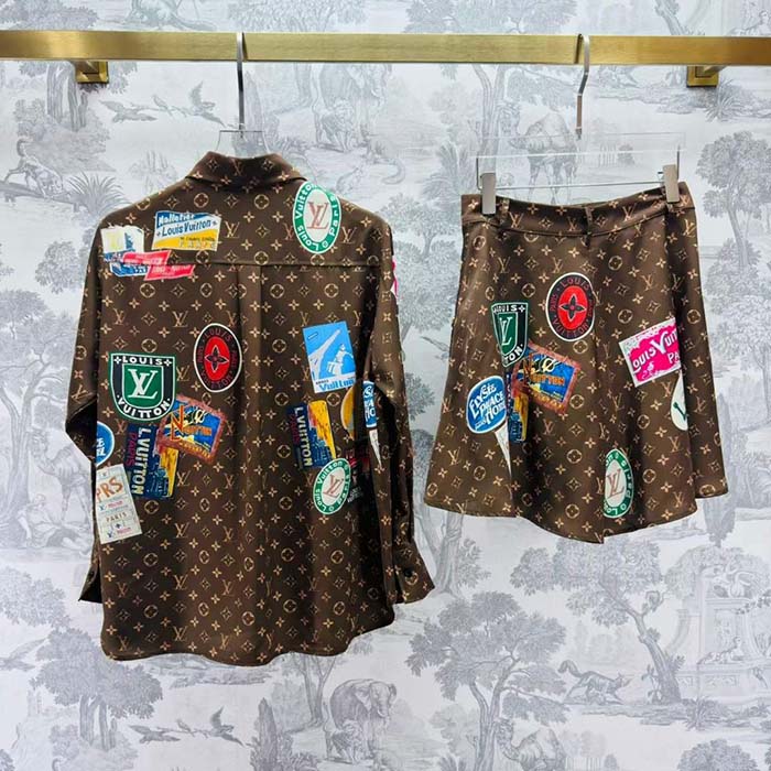 Louis Vuitton LV Women Elysee Palace Boxer Skirts Silk Dark Brown