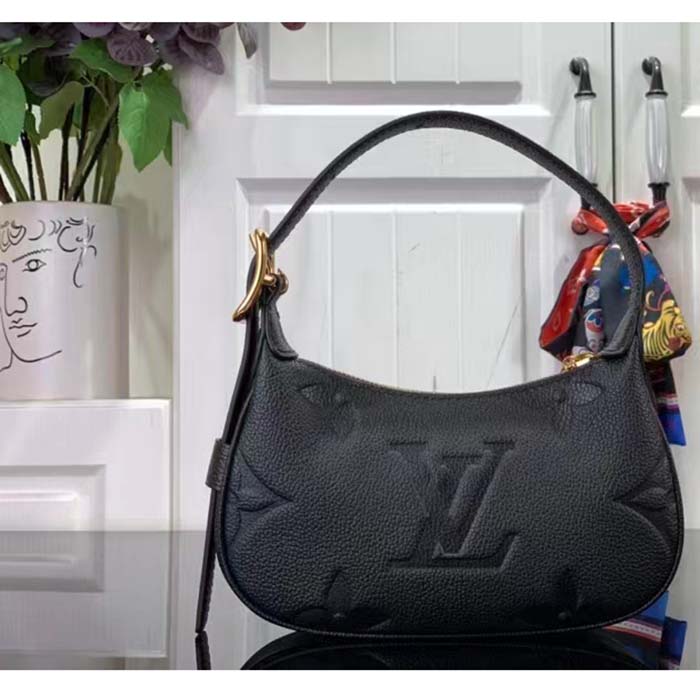 Louis Vuitton LV Women Mini Moon Black Monogram Empreinte Embossed Supple Grained Cowhide Leather
