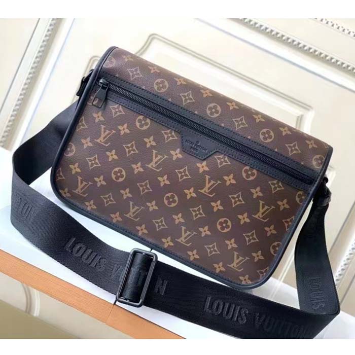 Louis Vuitton LV Unisex Archy Messenger MM Bag Monogram Macassar Coated Canvas