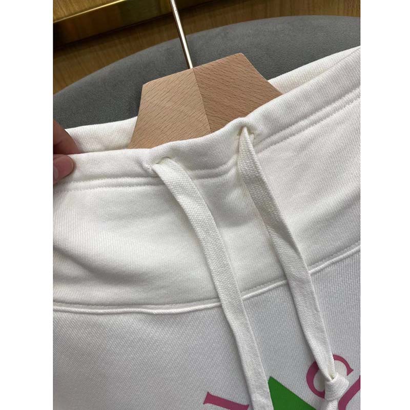 Gucci Men Vintage Logo Cotton Sweatshirt White Heavy Felted Jersey