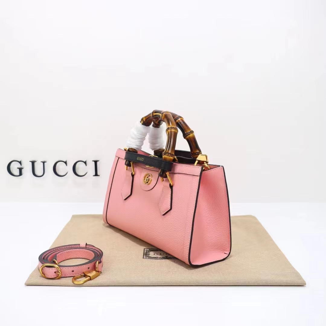 Gucci Women GG Diana Small Shoulder Bag Pink Leather Double G