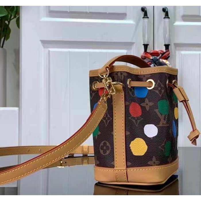 Louis Vuitton LV Women Nano Noé Monogram Coated Canvas 3D Painted Dots Print