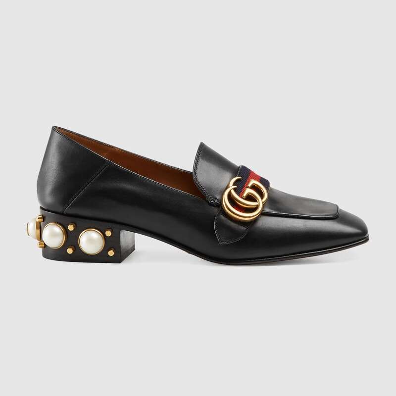 Gucci Women Leather Mid-Heel Loafer 1.5″ Heel-Black