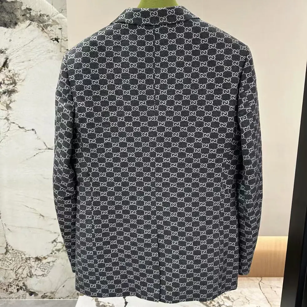 Gucci Men Gucci Classic Silver Wool Blazer