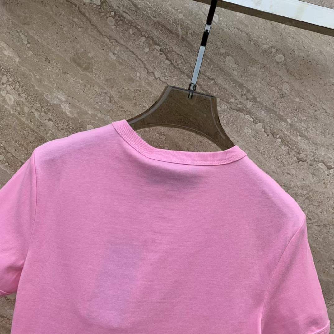 Gucci Women GG Cotton Jersey T-Shirt Sweet Gucci Kitten Crewneck Short Sleeves