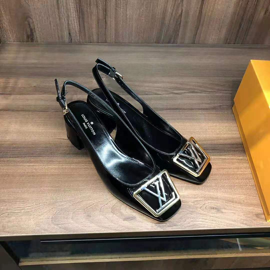Louis Vuitton LV Women Madeleine Slingback Pump in Patent Calf Leather-Black